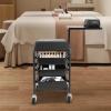 3 Drawers Beauty Salon Nail Cart, Foot Bath Spa Trolley Portable Esthetician Trolley Cart with Hand Rest and Seat Cushion, Pedicure Manicure Funiture Massage Table Salon Supplies Pedicure Chair view 3