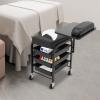 3 Drawers Beauty Salon Nail Cart, Foot Bath Spa Trolley Portable Esthetician Trolley Cart with Hand Rest and Seat Cushion, Pedicure Manicure Funiture Massage Table Salon Supplies Pedicure Chair view 4