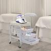 3 Drawers Beauty Salon Nail Cart, Foot Bath Spa Trolley Portable Esthetician Trolley Cart with Hand Rest and Seat Cushion, Pedicure Manicure Funiture Massage Table Salon Supplies Pedicure Chair view 2