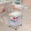 3 Drawers Beauty Salon Nail Cart, Foot Bath Spa Trolley Portable Esthetician Trolley Cart with Hand Rest and Seat Cushion, Pedicure Manicure Funiture Massage Table Salon Supplies Pedicure Chair view 3