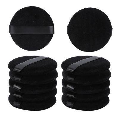 12Pcs Pure Cotton Round Powder Puff, 2.16in,Soft Makeup Puff with Strap for Loose Face Powder, Setting powder, Body powder, Loose Powder, Other powders (Black)