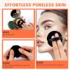12Pcs Pure Cotton Round Powder Puff, 2.16in,Soft Makeup Puff with Strap for Loose Face Powder, Setting powder, Body powder, Loose Powder, Other powders (Black) view 4