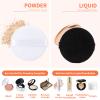 12Pcs Pure Cotton Round Powder Puff, 2.16in,Soft Makeup Puff with Strap for Loose Face Powder, Setting powder, Body powder, Loose Powder, Other powders (Black+White) view 3