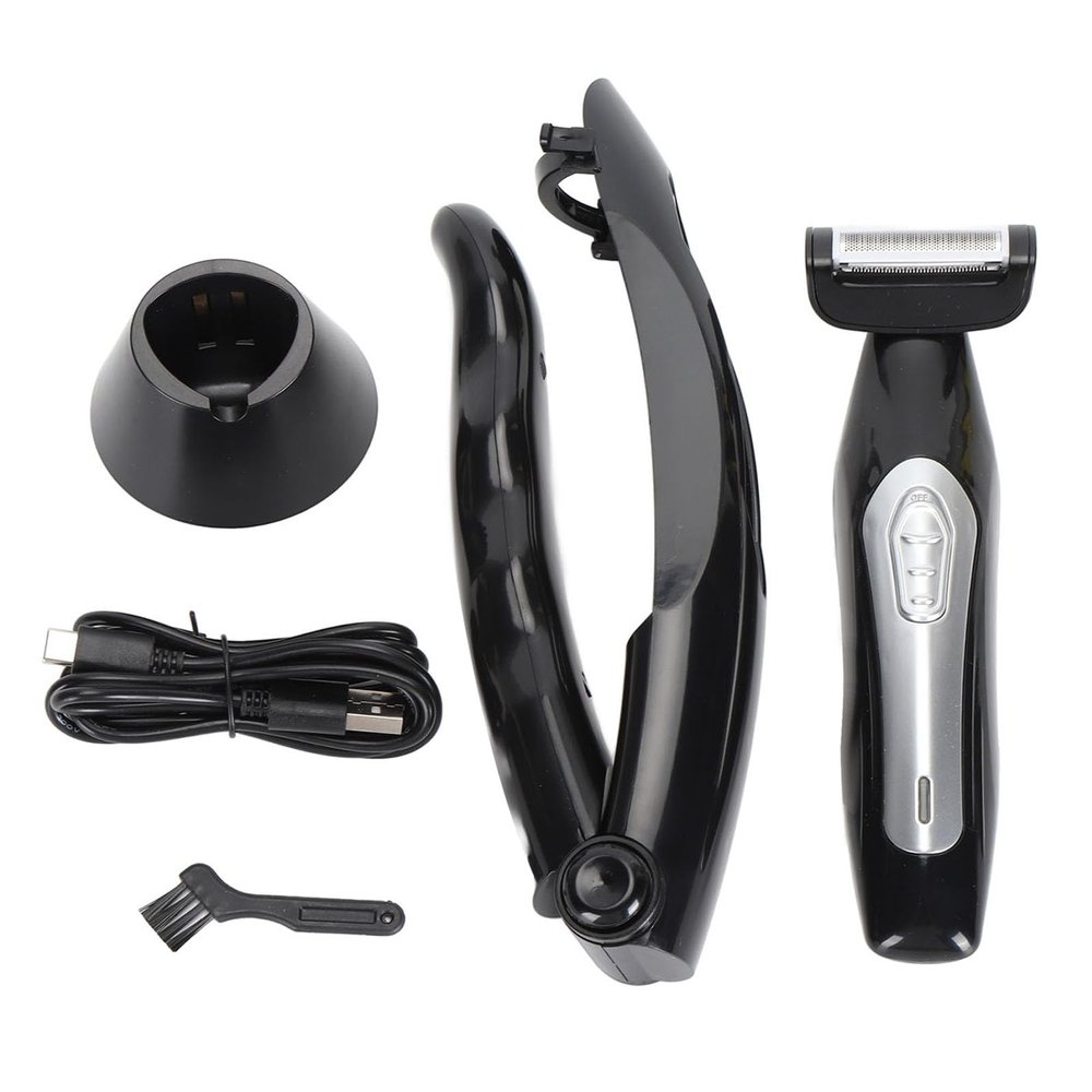 Joyzan Mens Back Hair Trimmer,Rechargeable Electric Body Groomer Long Handle Ergonomic Grip Waterproof Adjustable Blade Guard Smooth Shaving Shaver Grooming for Chest Shoulders Neck