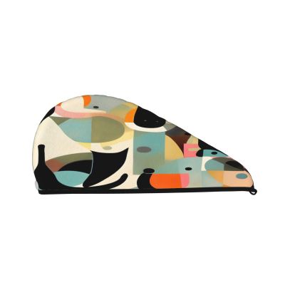 DLXW Mid-Century Modern Art cat Microfiber Hair Towel Wet Hair Bandana Dry Hair Wrapped Towel Anti-frizz Quick Drying Suitable for All Hairstyles