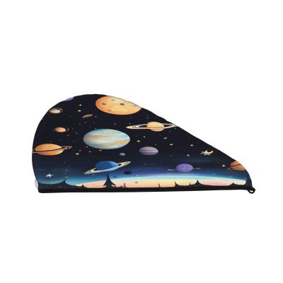 DLXW Saturn Jupiter Earth Microfiber Hair Towel Wet Hair Bandana Dry Hair Wrapped Towel Anti-frizz Quick Drying Suitable for All Hairstyles