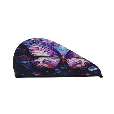 DLXW Purple Butterfly Flowers Microfiber Hair Towel Wet Hair Bandana Dry Hair Wrapped Towel Anti-frizz Quick Drying Suitable for All Hairstyles