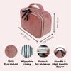 Bag-all Makeup Bag for Women | Cosmetic Bag Organizer for Girls | Makeup Pouch for Traveling | Toiletry Bags for Women | Make Up Travel Pouches | Pink Velvet view 2