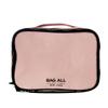 Bag-all Double Sided Travel Organizer | Multi-Use Storage Case for Makeup, Toiletries, Stationery & Crafts | Compact Cotton Bag with Dual Compartments & Elastic Straps | Pink/Blush view 1