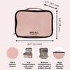 Bag-all Double Sided Travel Organizer | Multi-Use Storage Case for Makeup, Toiletries, Stationery & Crafts | Compact Cotton Bag with Dual Compartments & Elastic Straps | Pink/Blush view 2