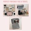 Bag-all Double Sided Travel Organizer | Multi-Use Storage Case for Makeup, Toiletries, Stationery & Crafts | Compact Cotton Bag with Dual Compartments & Elastic Straps | Pink/Blush view 3