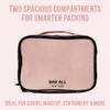 Bag-all Double Sided Travel Organizer | Multi-Use Storage Case for Makeup, Toiletries, Stationery & Crafts | Compact Cotton Bag with Dual Compartments & Elastic Straps | Pink/Blush view 4