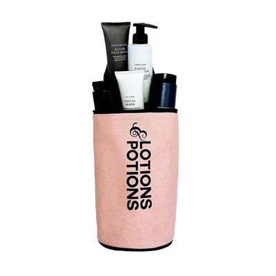 Bag-all Toiletry Bag for Lotions | Travel Skincare Bags | Sunscreen Bags for Traveling | Skincare Case for Travel | Round Makeup Bag | Pink/Blush