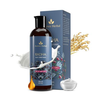 AVIME Radha Hair Conditioner For All Hair Type | Repairs Damaged Hair | With Keratin Protein, Rice Protein, Apple Cider Vinegar & Aloe Vera | Makes Hair Silky Smooth | 200 Ml,1 Count