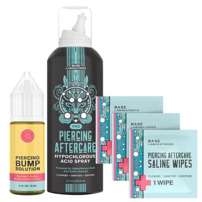 Piercing Aftercare Kit Hypochlorous Acid Spray, Piercing Bump Oil, and Piercing Aftercare Wipes | Cleanse, Treat, and Heal Piercing Bumps, Keloids, and Scars for Smooth Recovery