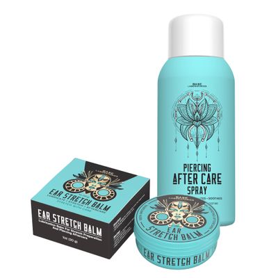 Ear Stretching and Aftercare Kit Ear Stretching Balm and Sterilizing Saline Spray | Hydrate, Cleanse, and Protect for Gauges and Piercing Recovery