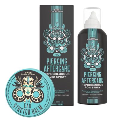 Ear Stretching Balm + Piercing Hypochlorous Acid Spray Bundle | All-in-One Ear Stretching and Piercing Aftercare Solution for Healthy Gauges and Irritation-Free Healing