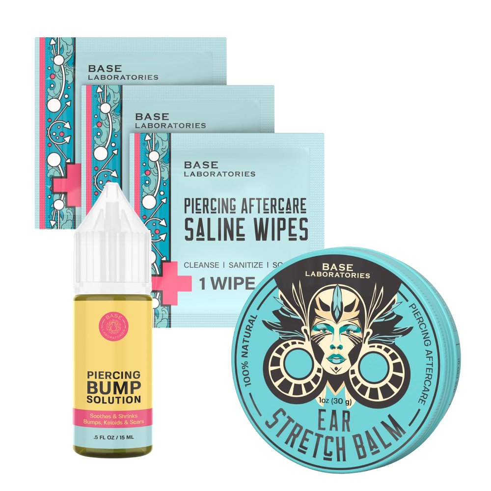 Ear Stretching and Piercing Care Kit  Ear Stretching Balm, Piercing Aftercare Wipes, and Piercing Bump Oil | Clean, Hydrate, and Heal for Gauges, Piercing Bumps, and Keloids