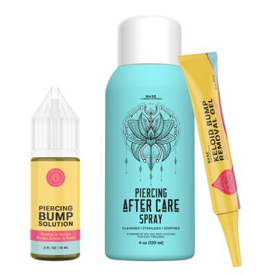 Piercing Aftercare Kit Keloid Bump Removal Gel, Piercing Bump Oil, and Sterilizing Saline Spray | Cleanse, Treat, and Heal Bumps, Keloids, and Scars for Smooth Recovery