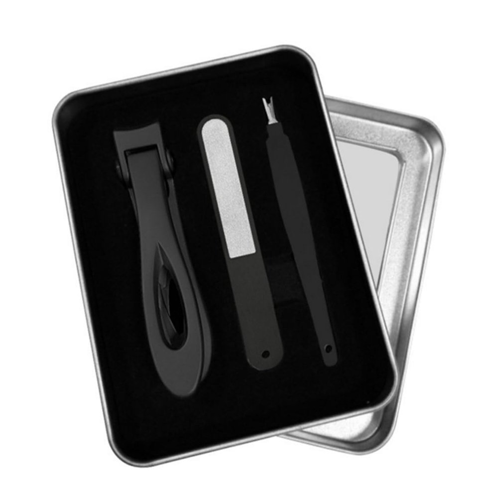 ADOCARN 3pcs Stainless Steel Nail Clippers Set Case Wide Jaw Toenail Clippers Manicure Pedicure Kit Grooming Tools