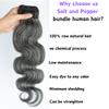 Grey Bundles Human Hair 22 24 26 Inch Salt and Pepper Body Wave Human Hair White Grey Wet and Wavy 3 Bundles Human Hair Extensions 100% Unprocessed 12A Brazilian Hair for Black Women view 3