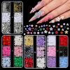 editTime 3D Colorful Flower Nail Art Charms, White Pink Acrylic Cherry Blossom Spring Petal Metal Gold Silver Round Caviar Beads Studs Pearl Rhinestones for Manicure Craft DIY (6-K2-daisy) view 2