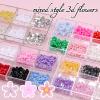 editTime 3D Colorful Flower Nail Art Charms, White Pink Acrylic Cherry Blossom Spring Petal Metal Gold Silver Round Caviar Beads Studs Pearl Rhinestones for Manicure Craft DIY (6-K2-daisy) view 3