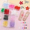 editTime 3D Colorful Flower Nail Art Charms, White Pink Acrylic Cherry Blossom Spring Petal Metal Gold Silver Round Caviar Beads Studs Pearl Rhinestones for Manicure Craft DIY (6-K2-daisy) view 4
