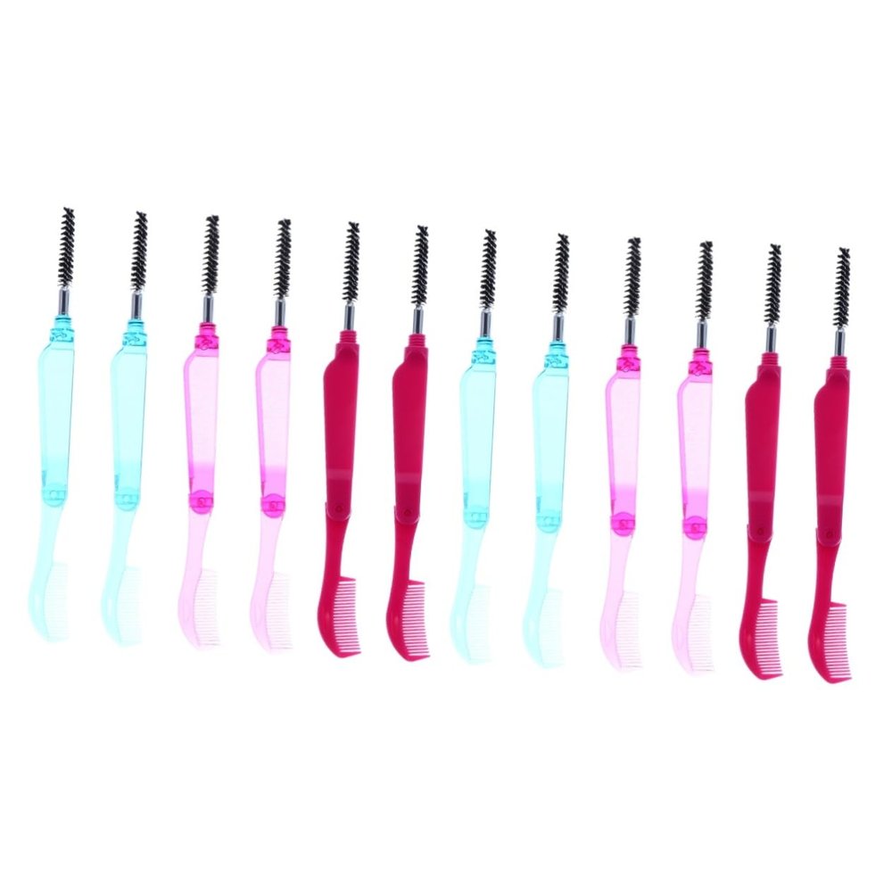 HONMEET 12pcs Folding Eyelash Combs and Brow Brushes for Precise Eyelash Separation and Eyebrow Grooming Random Colors Easy to Clean Compact Design for Travel Use