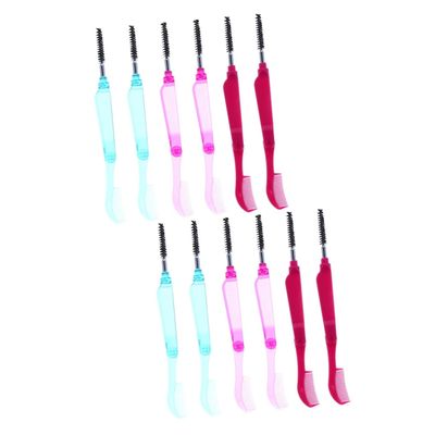 PLAFOPE 12pcs Folding Eyelash Brow Comb Ergonomic Design for Easy Gripping for Eyelash Separation and Makeup Application Random Colors