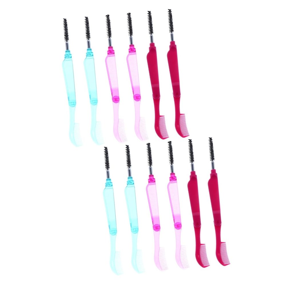 PLAFOPE 12pcs Folding Eyelash Brow Comb Ergonomic Design for Easy Gripping for Eyelash Separation and Makeup Application Random Colors