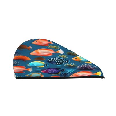 DLXW Submarine Reef Fish Microfiber Hair Towel Wet Hair Bandana Dry Hair Wrapped Towel Anti-frizz Quick Drying Suitable for All Hairstyles