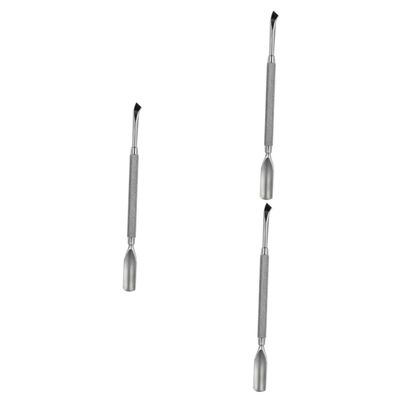 HONMEET 3pcs Stainless Steel Double-ended Nail Cuticle Pusher for Dead Skin Removal Professional Manicure Tool for Safe Nail Cleaning and Exfoliating Ergonomic Design for Personal and