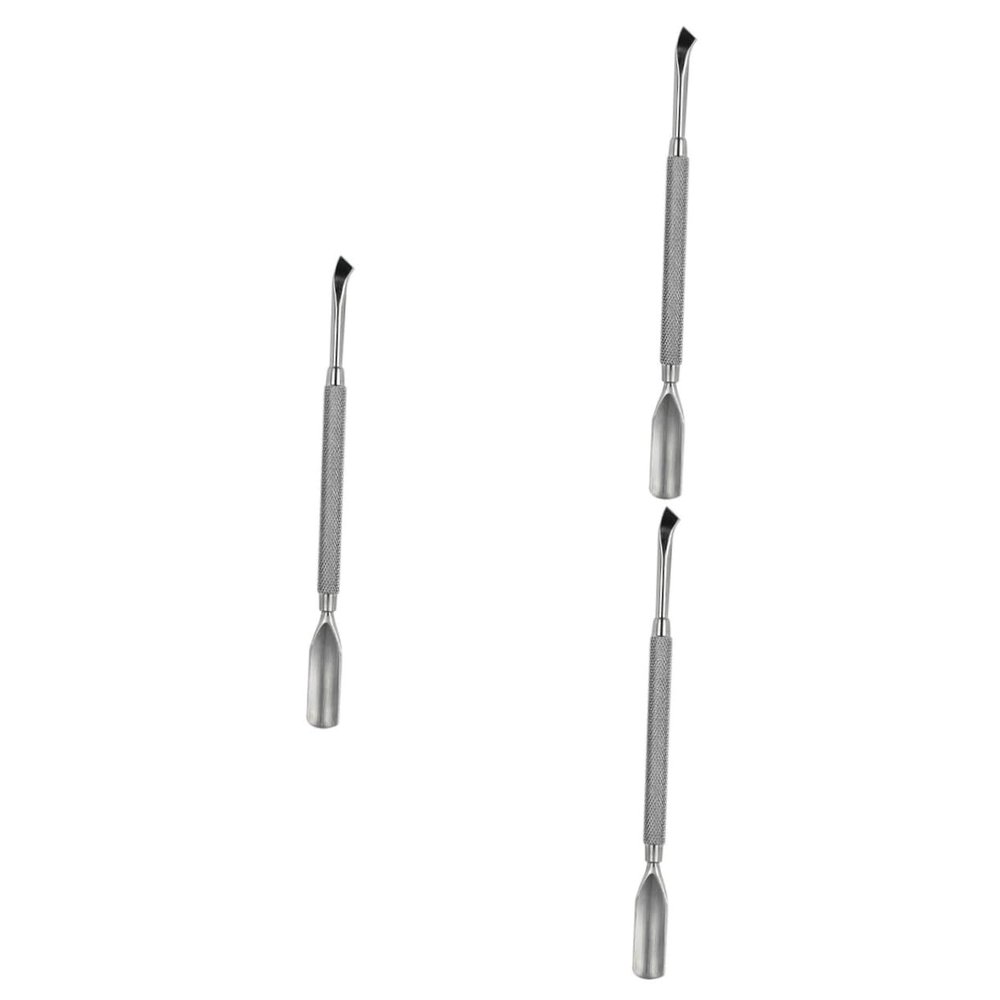 HONMEET 3pcs Stainless Steel Double-ended Nail Cuticle Pusher for Dead Skin Removal Professional Manicure Tool for Safe Nail Cleaning and Exfoliating Ergonomic Design for Personal and