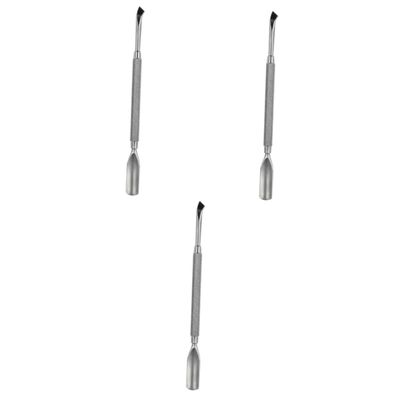 ADOCARN 3pcs Stainless Steel Double-ended Dead Skin Pusher Nail Cleaning Stick Ergonomic Cuticle Exfoliating Tool for Nail Art and Manicure and Easy to Use for Professionals and Personal