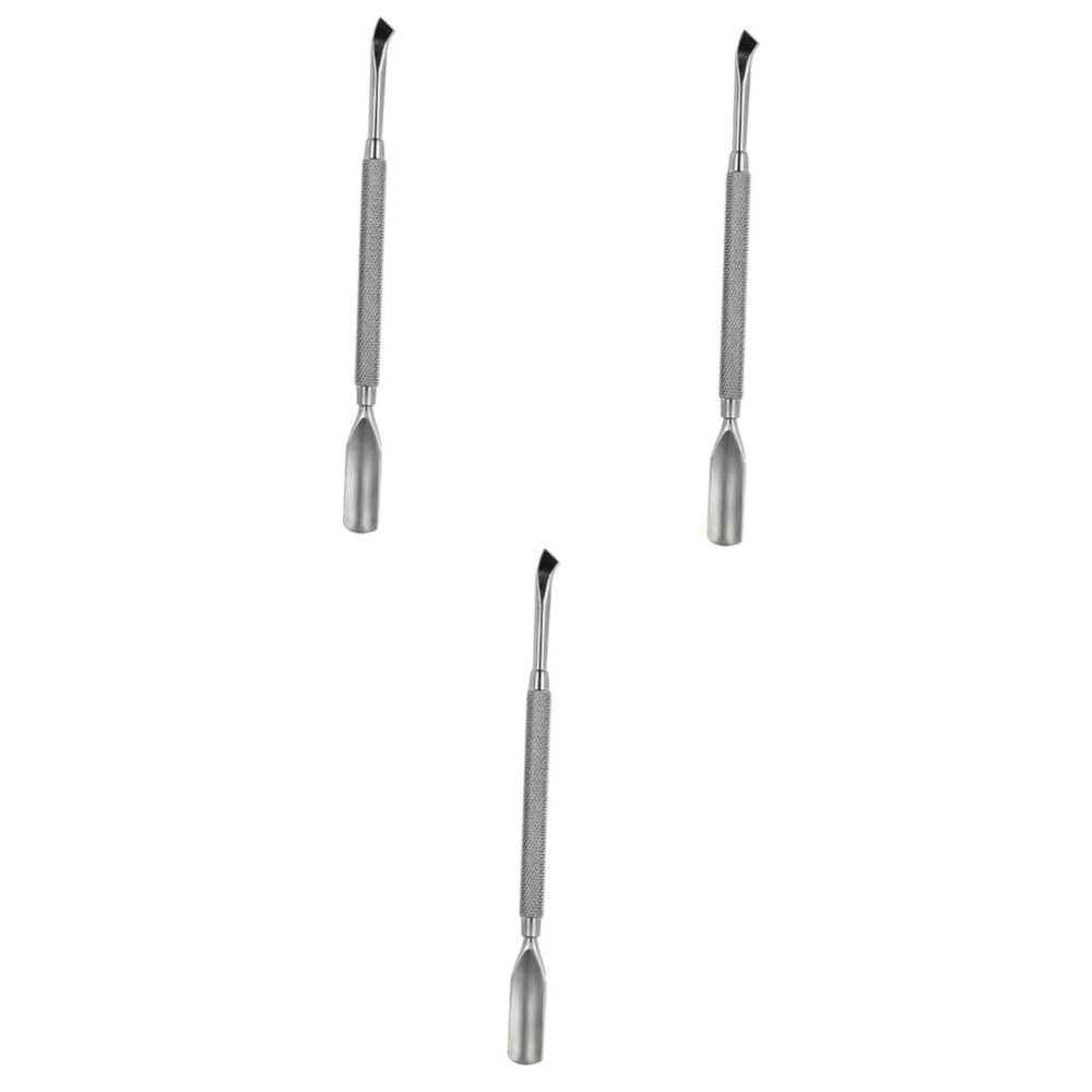 ADOCARN 3pcs Stainless Steel Double-ended Dead Skin Pusher Nail Cleaning Stick Ergonomic Cuticle Exfoliating Tool for Nail Art and Manicure and Easy to Use for Professionals and Personal