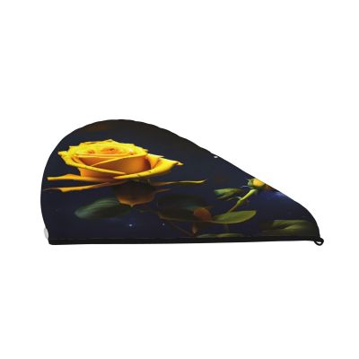 DLXW Yellow Roses Starry Night Microfiber Hair Towel Wet Hair Bandana Dry Hair Wrapped Towel Anti-frizz Quick Drying Suitable for All Hairstyles