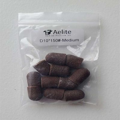 A+Elite Pedicure Manicure Sanding Caps/Sleeves/Bands Small D10mm x 15mm 150# Medium Brown 10-Pack for Foot Corn Callus Removal and Nail Filing