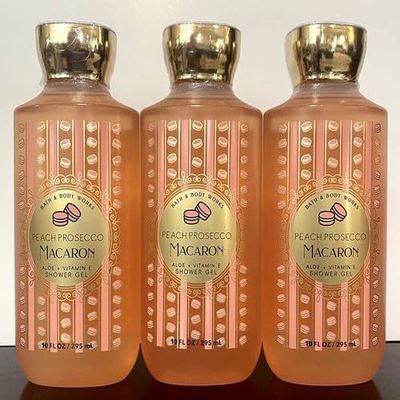 3 PEACH PROSECCO MACAROON bath & Body Wash Shower Gel 10 oz
