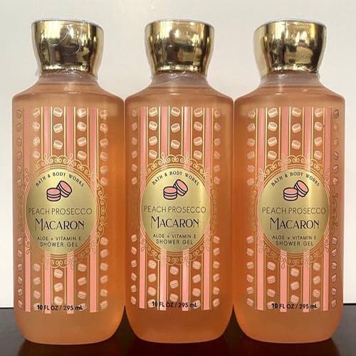 3 PEACH PROSECCO MACAROON bath & Body Wash Shower Gel 10 oz