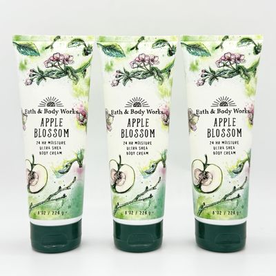 Apple Blossom 3-Piece Bath Bundle | Pack of Three Ultra Shea Body Creams, 8oz Each