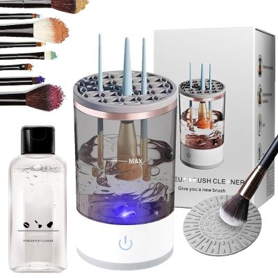 Cosmetic Brush Cleaner, The Brush Cleaner, Makeup Brush Cleaner, Automatic Spinning Cosmetic Tool for Deep Cleaning All Types of Brushes Set (Black, Plug-in)
