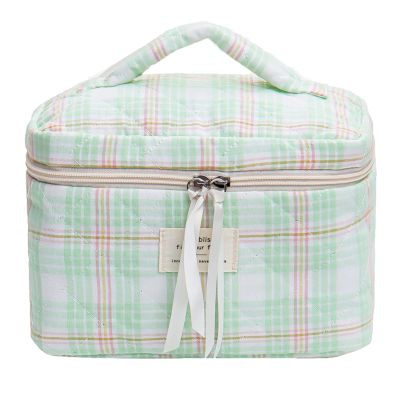 JINFANRUI 3 Pcs polyester Makeup Bag Set, Cute Cotton Toiletry Makeup Bag, Coquette pink Striped Cosmetic Bag, Large Travel Organized Cosmetic Bag for Women and Girls (E)