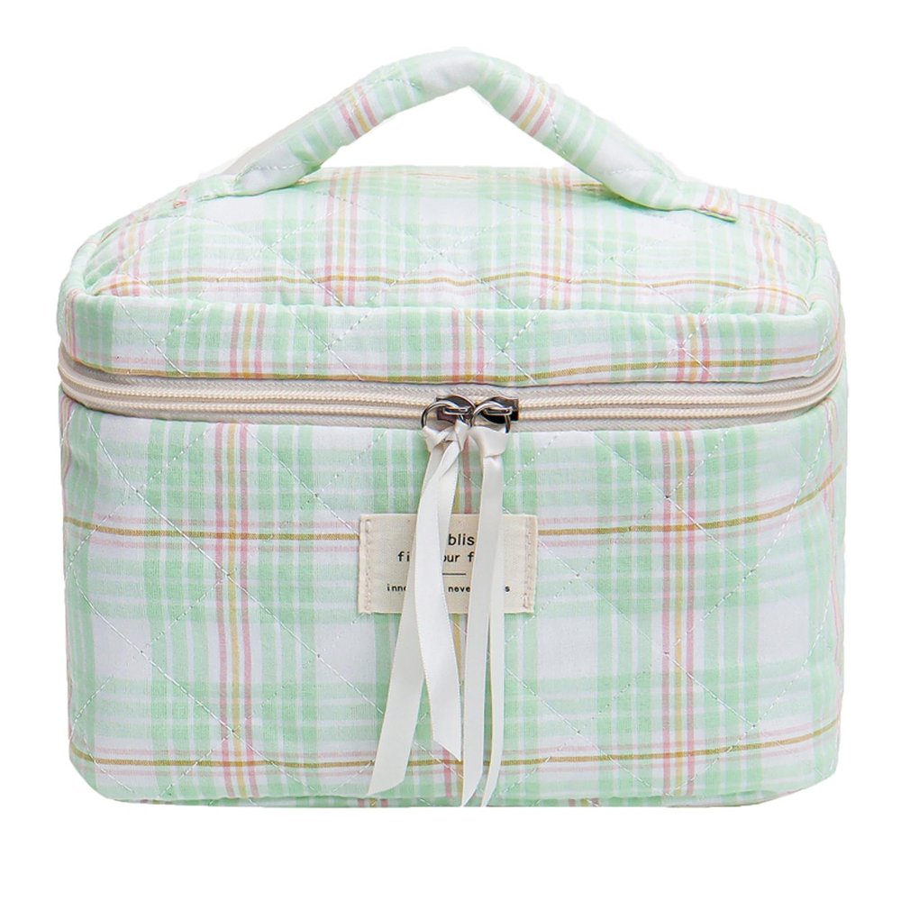 JINFANRUI 3 Pcs polyester Makeup Bag Set, Cute Cotton Toiletry Makeup Bag, Coquette pink Striped Cosmetic Bag, Large Travel Organized Cosmetic Bag for Women and Girls (E)