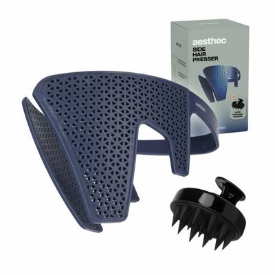 Men's Side Hair Flattener with Scalp Massager - Patented 3-Minute Down Perm Presser with Color-Changing Heat Indicator Technology and Ventilated Design for Fast/Easy Grooming