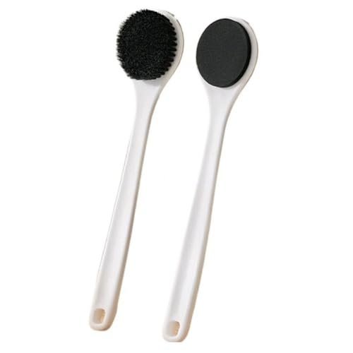 Back Bath Brush, Curved Long Handle Shower Brush, Long Handle Back Smear Brush, Bamboo Charcoal bristles are Used to Clean and exfoliate The Body and Maintain The Skin, (Black 2-Piece)