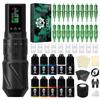 Tattoo Kit Wireless Tattoo Gun Kit for Beginners Complete Tattoo Machine Kit Rotary Tattoo Pen Machine 1600mAh Cordless 20pcs Cartridge Needles Tattoo Set Supply(Black) view 1