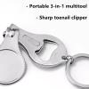 2 PCS Nail Clipper Keychain Professional Fingernail Clipper Nail Cutter Bottle Opener Keychain Stainless Steel Toenail Clipper Cutter for Men Women view 4