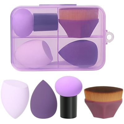 1 Pieces Foundation Brushes,3 Pieces Set of Makeup Sponges Foundation Beauty Sponge Blending Wet and Dry Make Up Applicator Cosmetic Concealer Face Brush Eyes Sticks Powder Puff With Handle (purple)