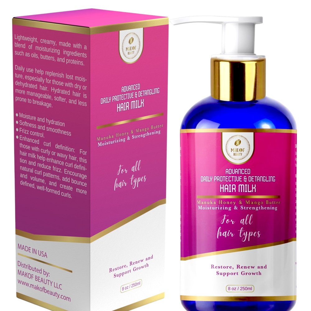 Advanced Daily Protective & Detangling Hair Milk | Nourishing Organic Leave-In Conditioning Repair and Renew Dry and damaged hair. Reduce Breakage and Support Hair Growth. 8 fl oz